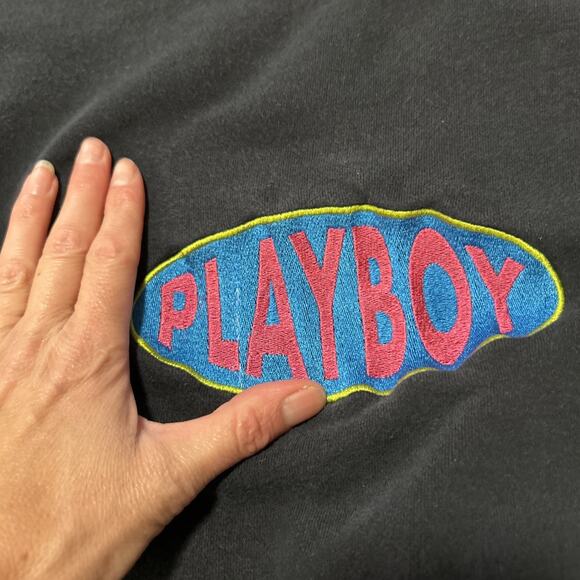 Playboy X Pacsun Men’s Crewneck Sweatshirt black Medium Embroidered - Picture 2 of 4